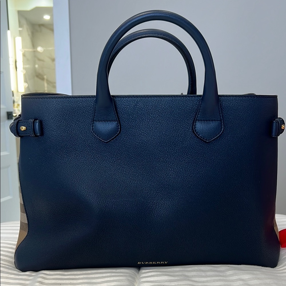 Burberry Blue Satchel Structured Design